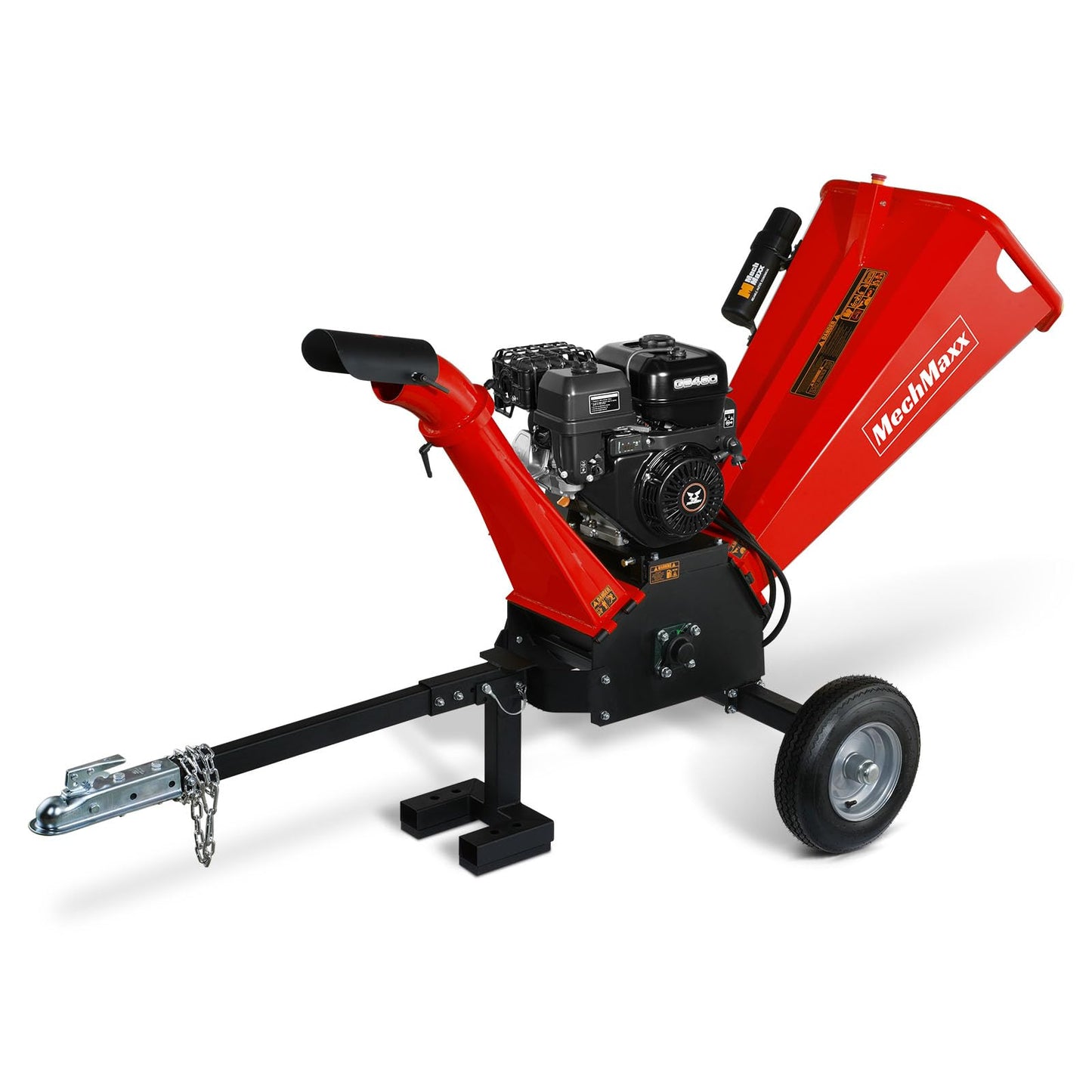 MechMaxx 4 inch DUCAR 212cc 7HP Gasoline Engine Powered Wood Chipper Shredder with Tow Bar, 4" Max Chipping Diameter Capacity, Emergency Stop Button, Model GS650